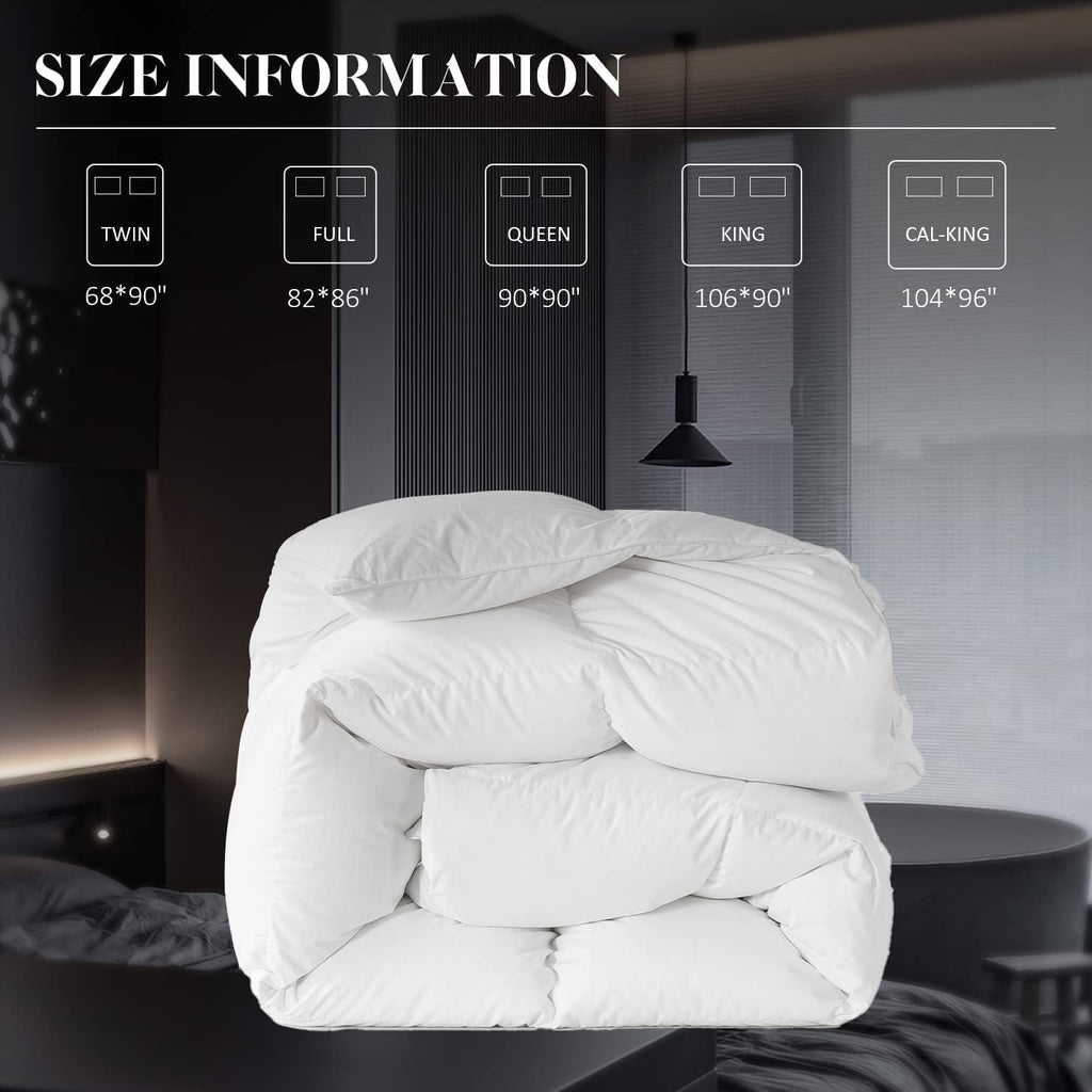 Feather down Fiber Comforter King Size,Duvet Insert King Filled with Feather and down Fiber, All Season White Luxury Bed Comforter,Ultra Soft 100% Cotton 106"X90"