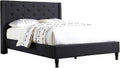 Linen Upholstered Platform Bed - Cloth Platform Bed with 51 Tall Headboard - Durable Wooden Slat Design - Easy to Assemble - Mattress Support - No Box Spring Needed - Full Size, Black