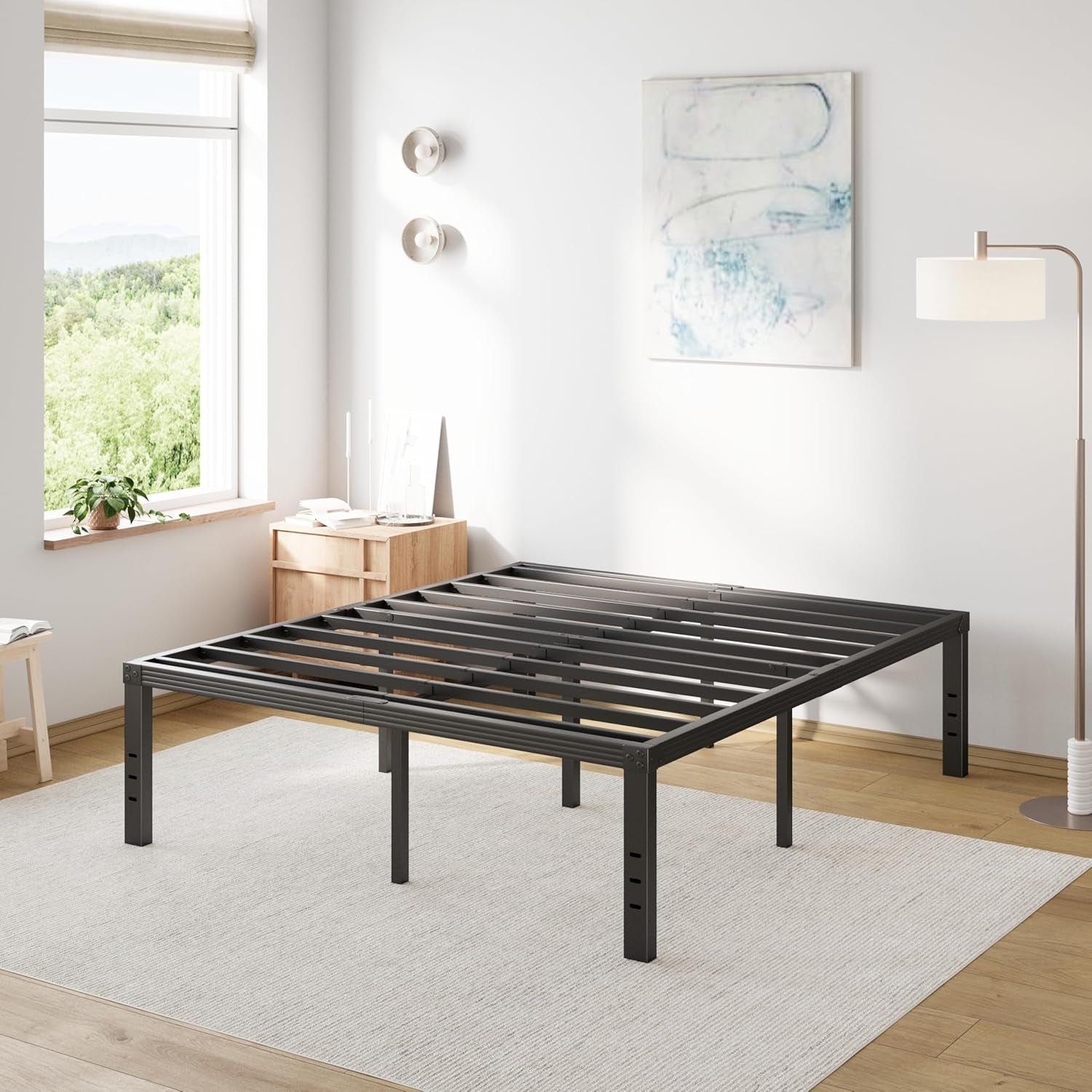 Full Size Bed Frame 18" Tall Heavy Duty Metal Platform Bed Frame,Sturdy Steel Frame,No Box Spring Needed,Noise-Free,Easy Assembly