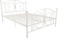 Bombay Metal Platform Bed with Parisian Style Headboard and Footboard, Adjustable Base Height for Underbed Storage, No Box Spring Needed, Full, White
