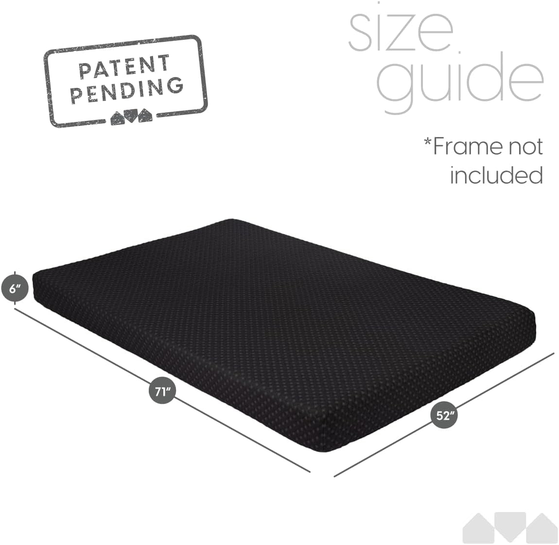Memory Foam Futon Mattress - Full Size (Frame Not Included) (Black), 71"52"X6"