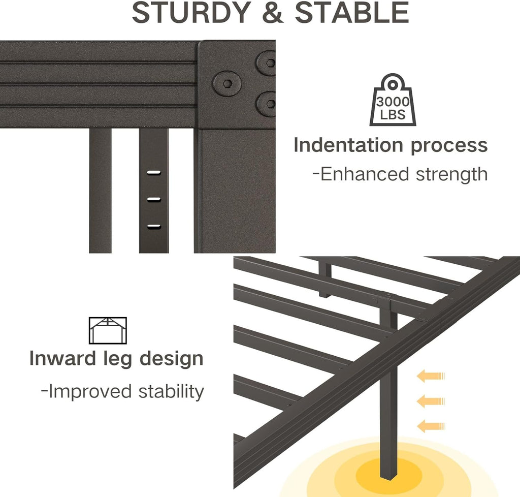 Twin XL Bed Frame 16" High Heavy Duty Steel Slats with Heavy Duty Support for Mattress, No Box Spring Needed,Noise-Free,Easy Assembly