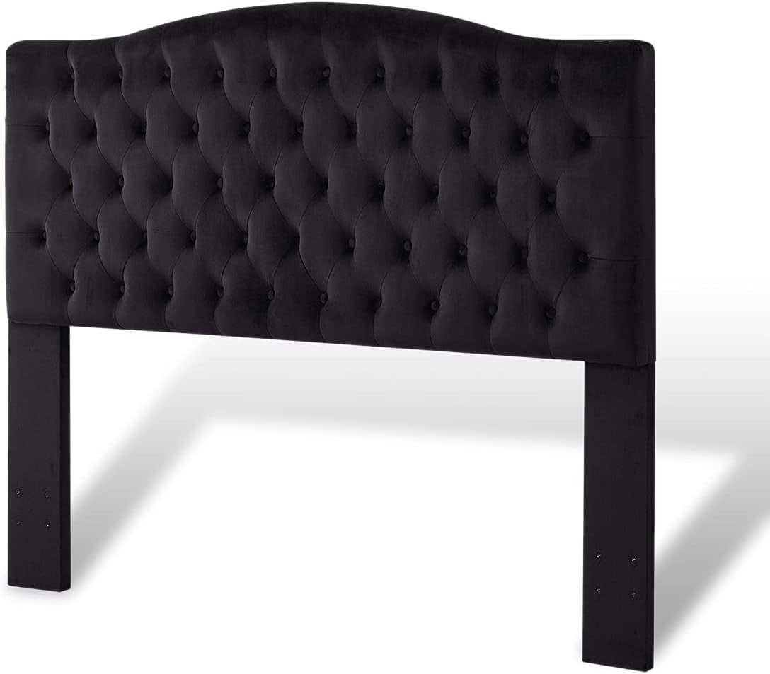 Upholstered Tufted Button Velvet Headboard,Comfortable Fashional Headboard Queen/Full Size,Black