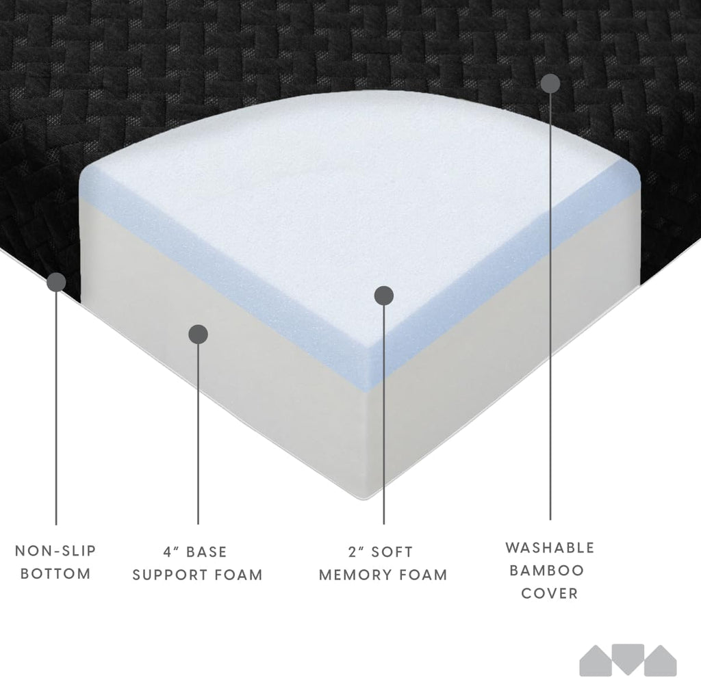 Memory Foam Futon Mattress - Full Size (Frame Not Included) (Black), 71"52"X6"