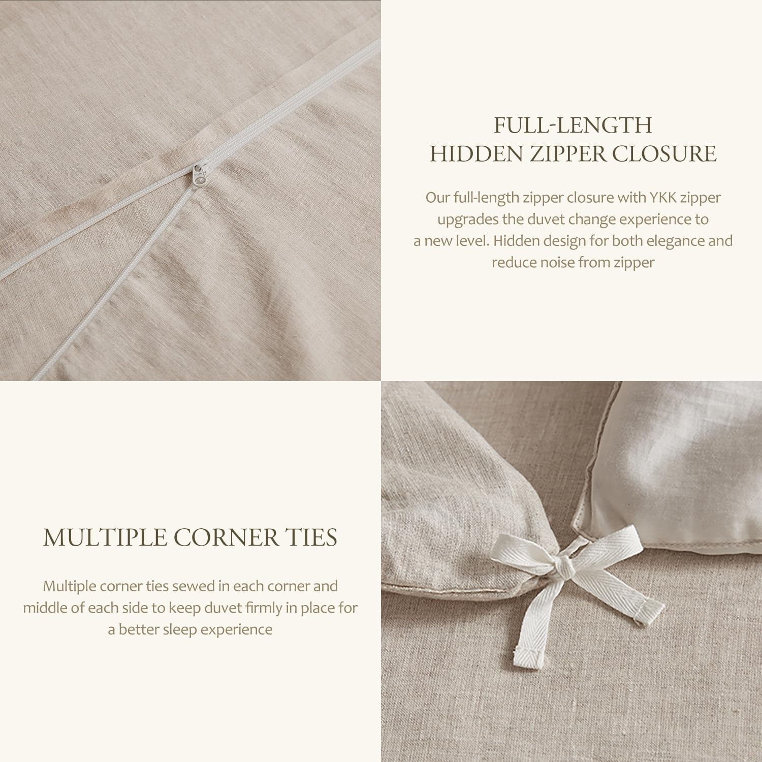 100% Linen Duvet Cover Set 3Pcs, Pure Natural French Flax Linen Duvet Cover King 90"X104" with Corner Ties and Zipper Closure, Soft Breathable Durable for Hot Sleepers (Natural Linen, King)