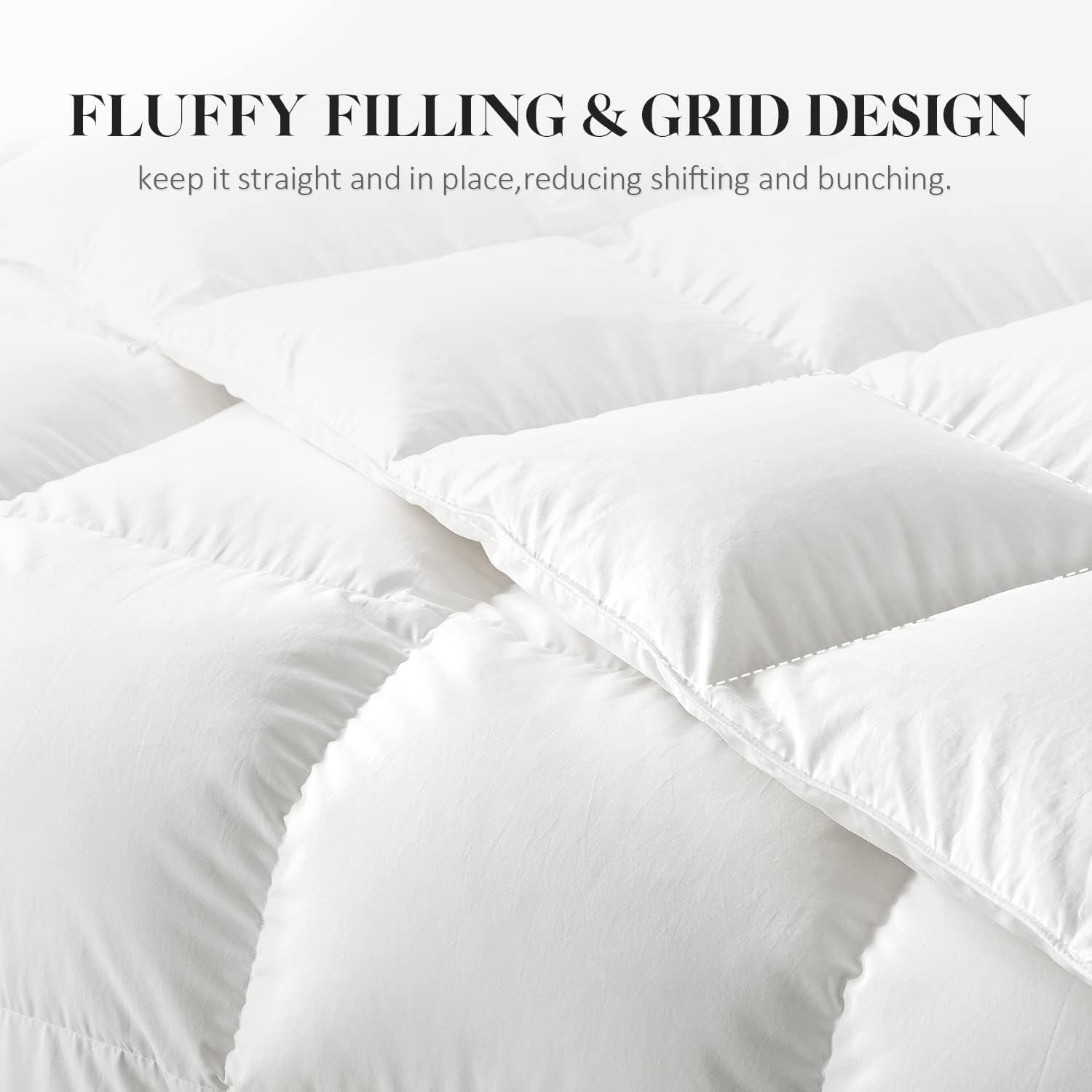 Feather down Fiber Comforter King Size,Duvet Insert King Filled with Feather and down Fiber, All Season White Luxury Bed Comforter,Ultra Soft 100% Cotton 106"X90"