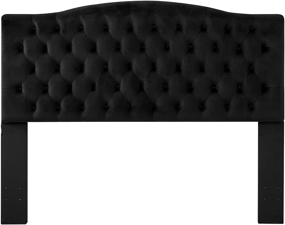 Upholstered Tufted Button Velvet Headboard,Comfortable Fashional Headboard Queen/Full Size,Black