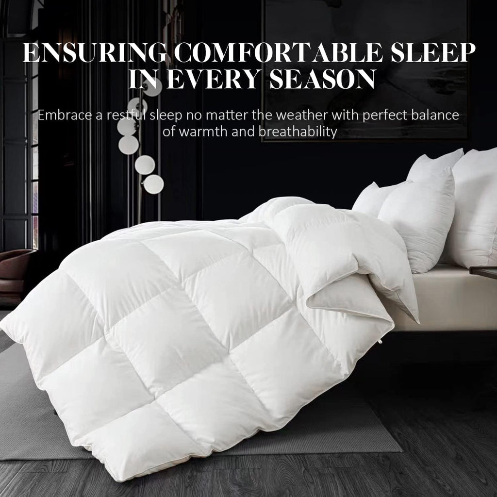 Feather down Fiber Comforter King Size,Duvet Insert King Filled with Feather and down Fiber, All Season White Luxury Bed Comforter,Ultra Soft 100% Cotton 106"X90"