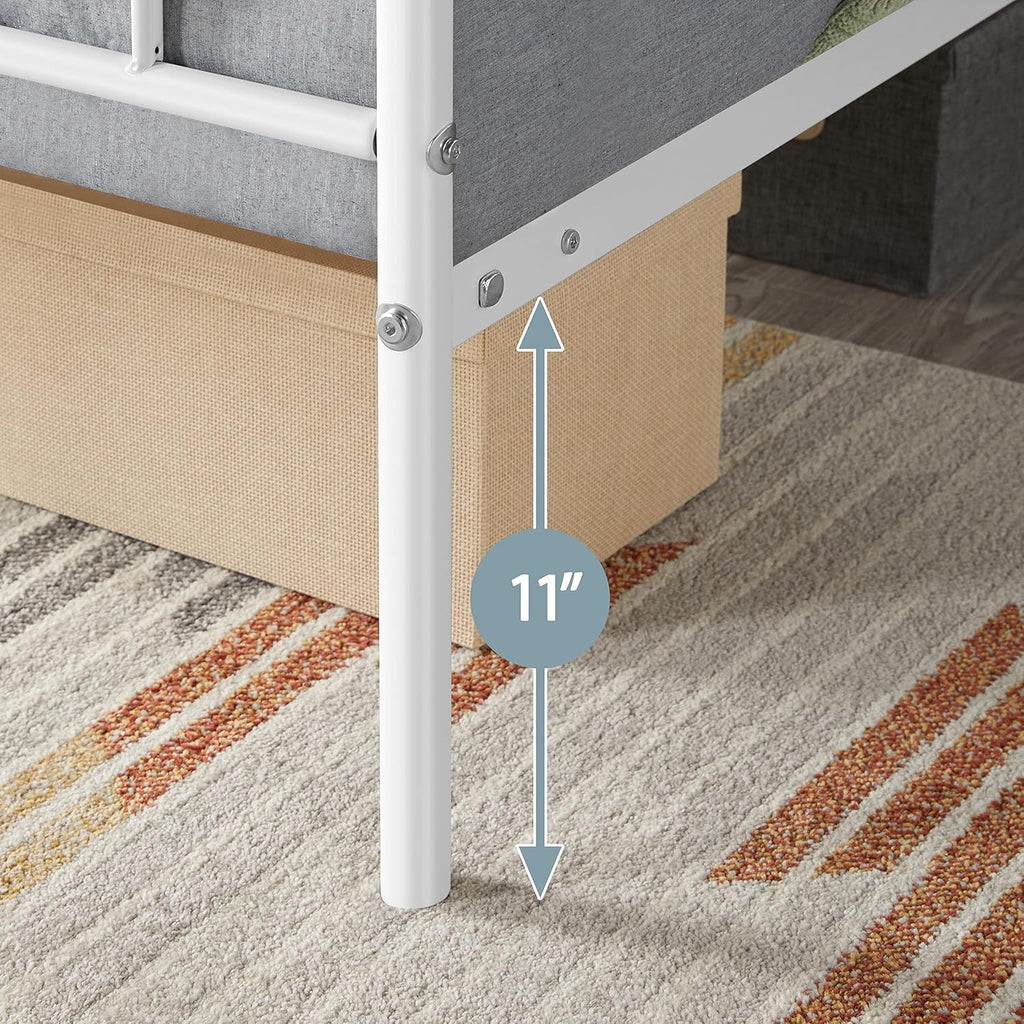 Canopy Bed Frames Platform Bed Frame Four-Poster Canopied Bed Mattress Foundation with Headboard and Footboard Sturdy Slatted Structure No Box Spring Needed Easy Assembly Twin/White