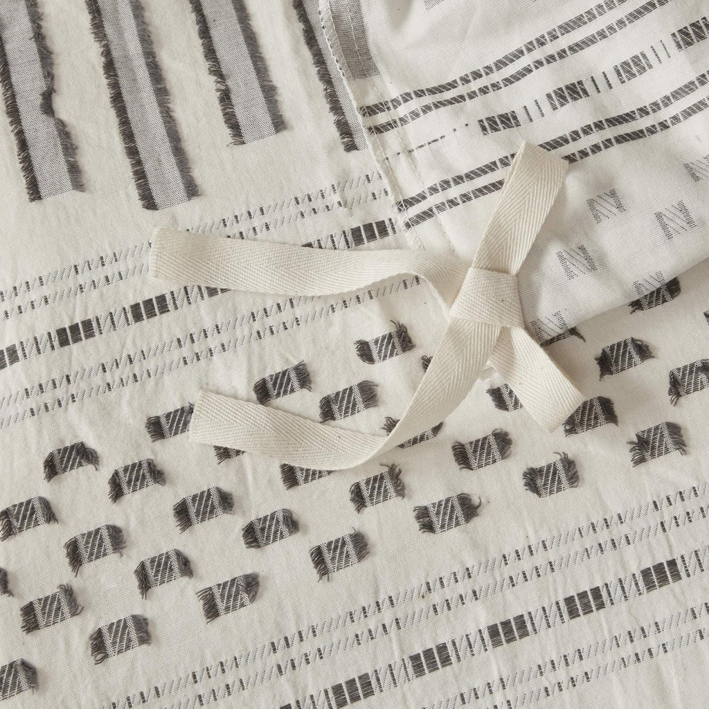 Rhea 100% Cotton Duvet Set Mid Century Modern Boho Design, All Season Comforter Cover Bedding Set, Matching Shams, King/Cal King, Geometric Clipped Jacquard Ivory 3 Piece