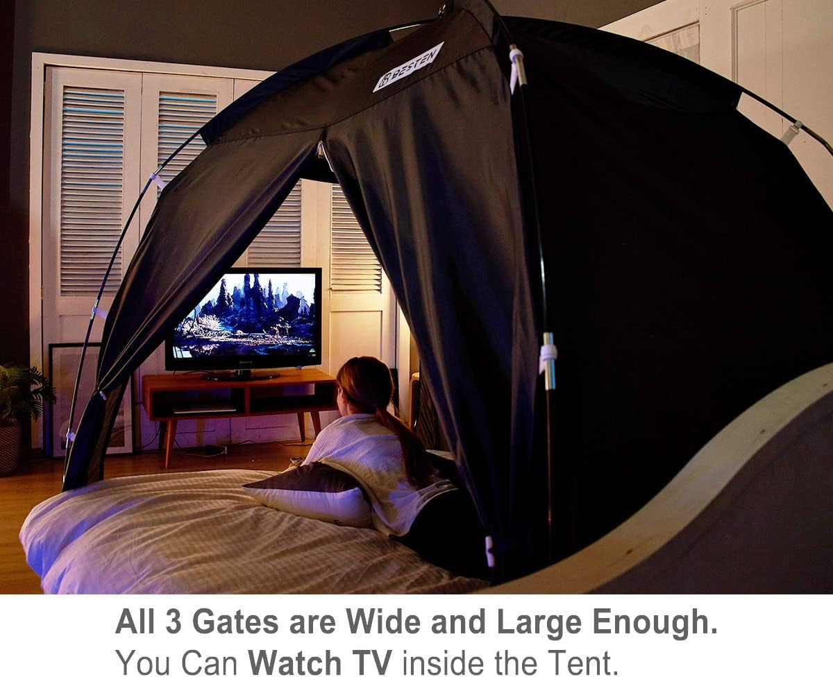 Floorless Indoor Privacy Tent on Bed for Warm and Cozy Sleep inside Drafty Room (Twin, Mint)