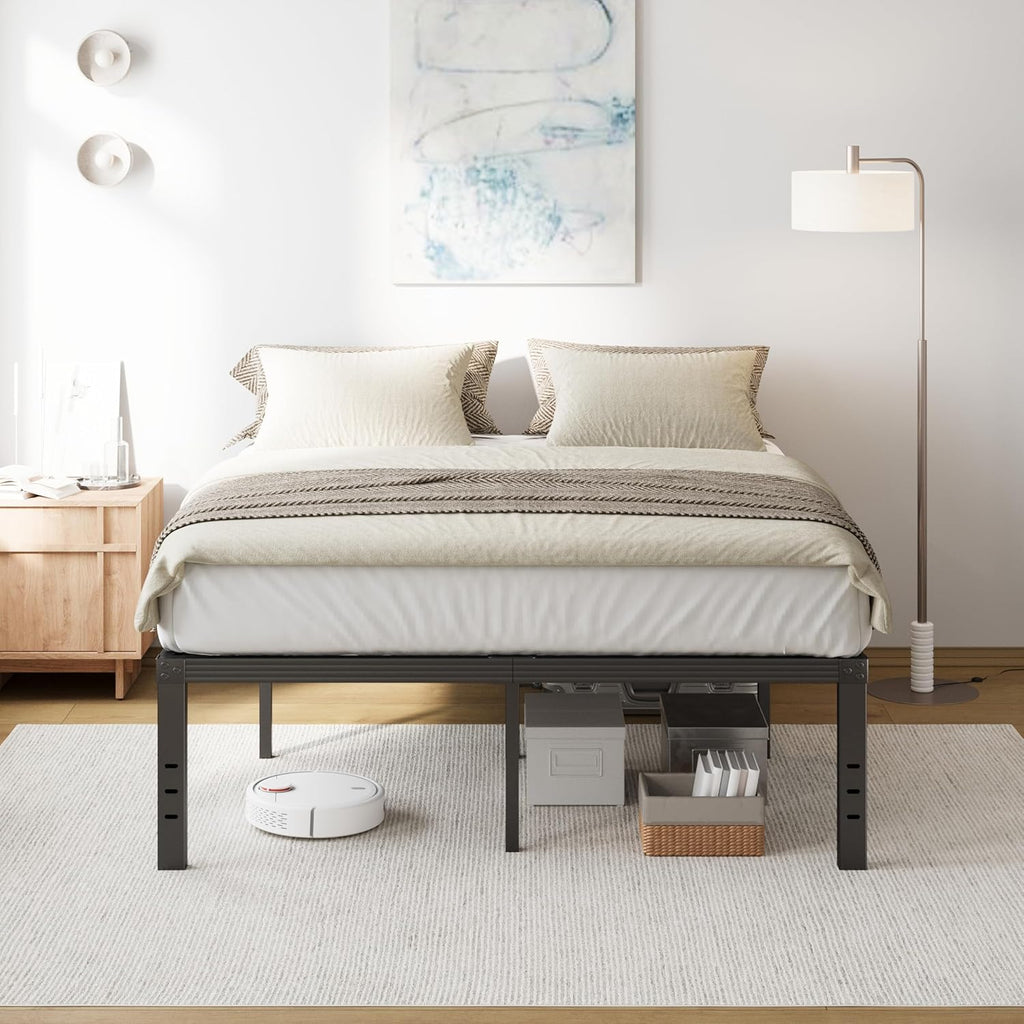 Full Size Bed Frame 18" Tall Heavy Duty Metal Platform Bed Frame,Sturdy Steel Frame,No Box Spring Needed,Noise-Free,Easy Assembly