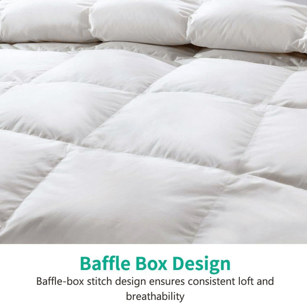 Lightweight down Feather Fibers Comforter Twin Size, Fluffy Duvet Insert for Warm Weather/Hot Sleepers -Ultra Soft 100% Organic Cotton Cover, Cooling Summer Duvet(Ivory White, 68X90)