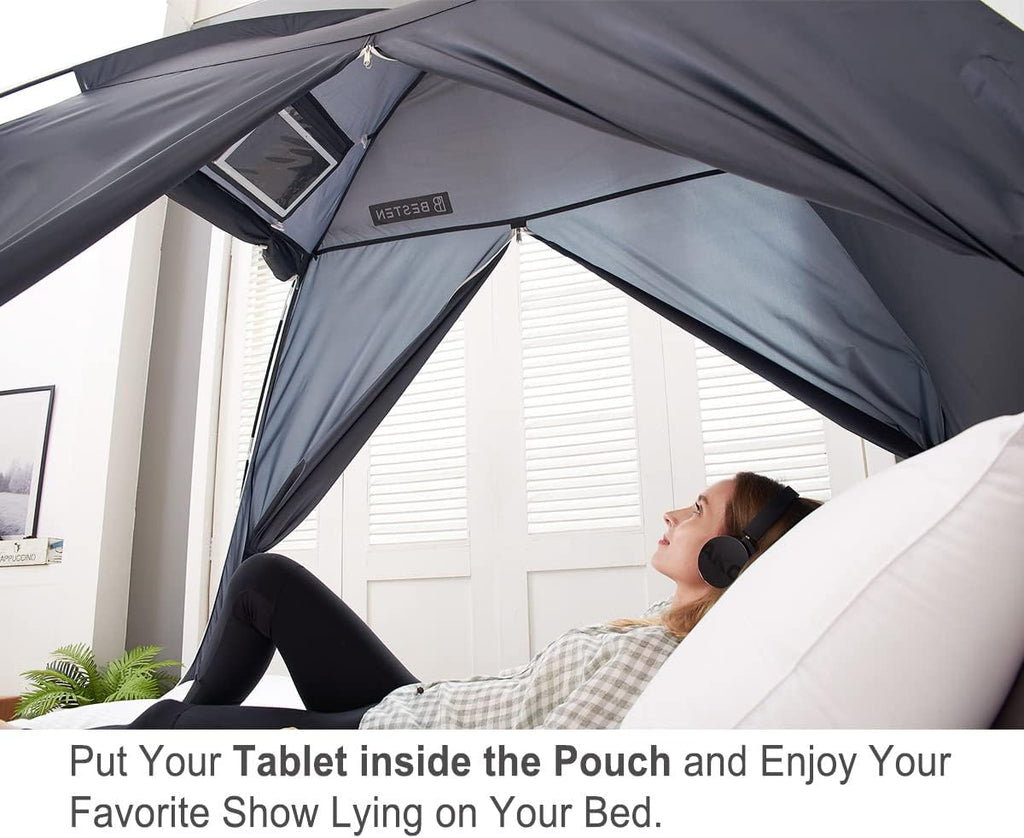 Floorless Indoor Privacy Tent on Bed for Warm and Cozy Sleep inside Drafty Room (Twin, Mint)