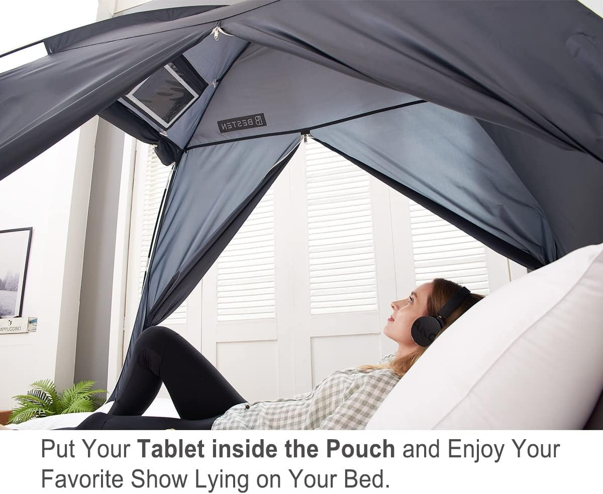 Floorless Indoor Privacy Tent on Bed for Warm and Cozy Sleep inside Drafty Room (Twin, Mint)