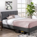Lottie Upholstered Platform Bed Frame, Mattress Foundation, Wood Slat Support, No Box Spring Needed, Easy Assembly, Grey, King