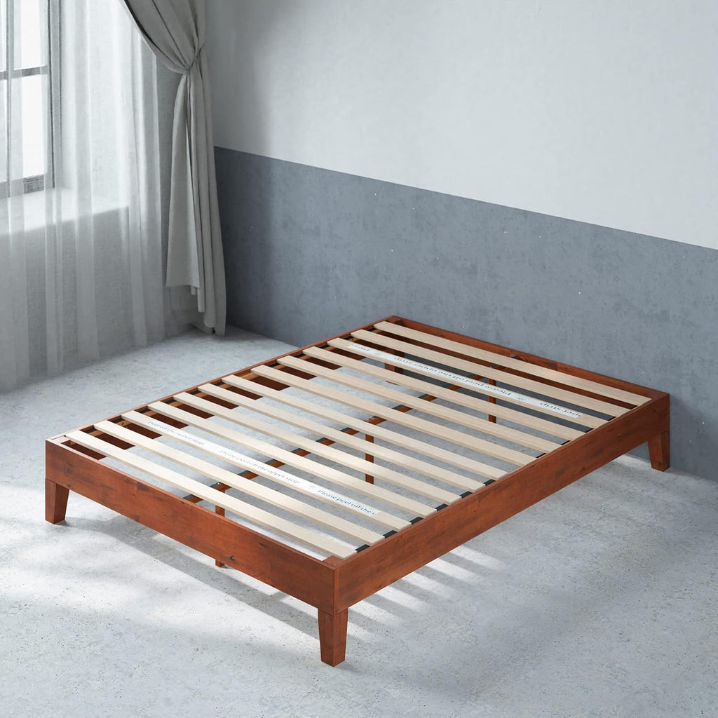 Wen 12 Inch Deluxe Wood Platform Bed Frame/Solid Wood/Mattress Foundation with Wood Slat Support/No Box Spring Needed/Easy Assembly, Full