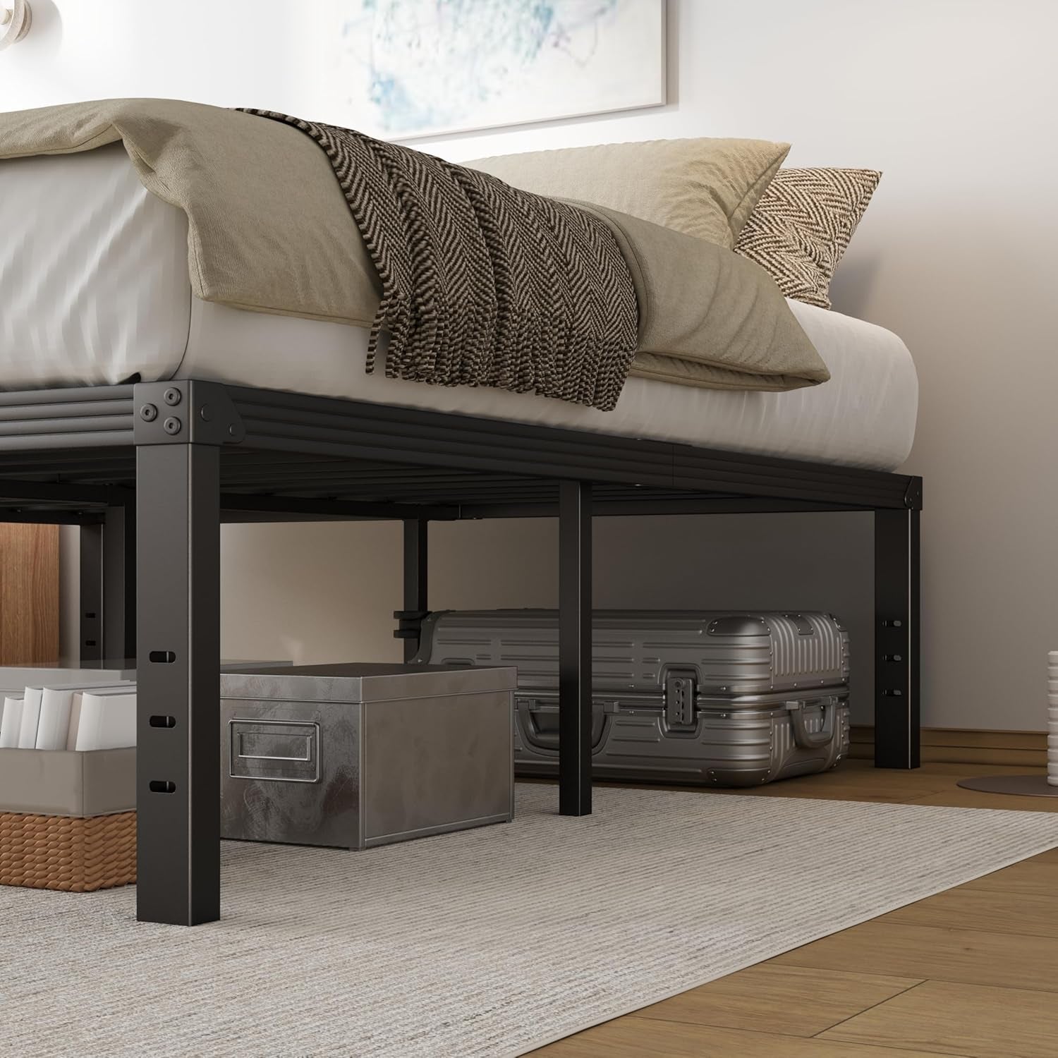 Full Size Bed Frame 18" Tall Heavy Duty Metal Platform Bed Frame,Sturdy Steel Frame,No Box Spring Needed,Noise-Free,Easy Assembly