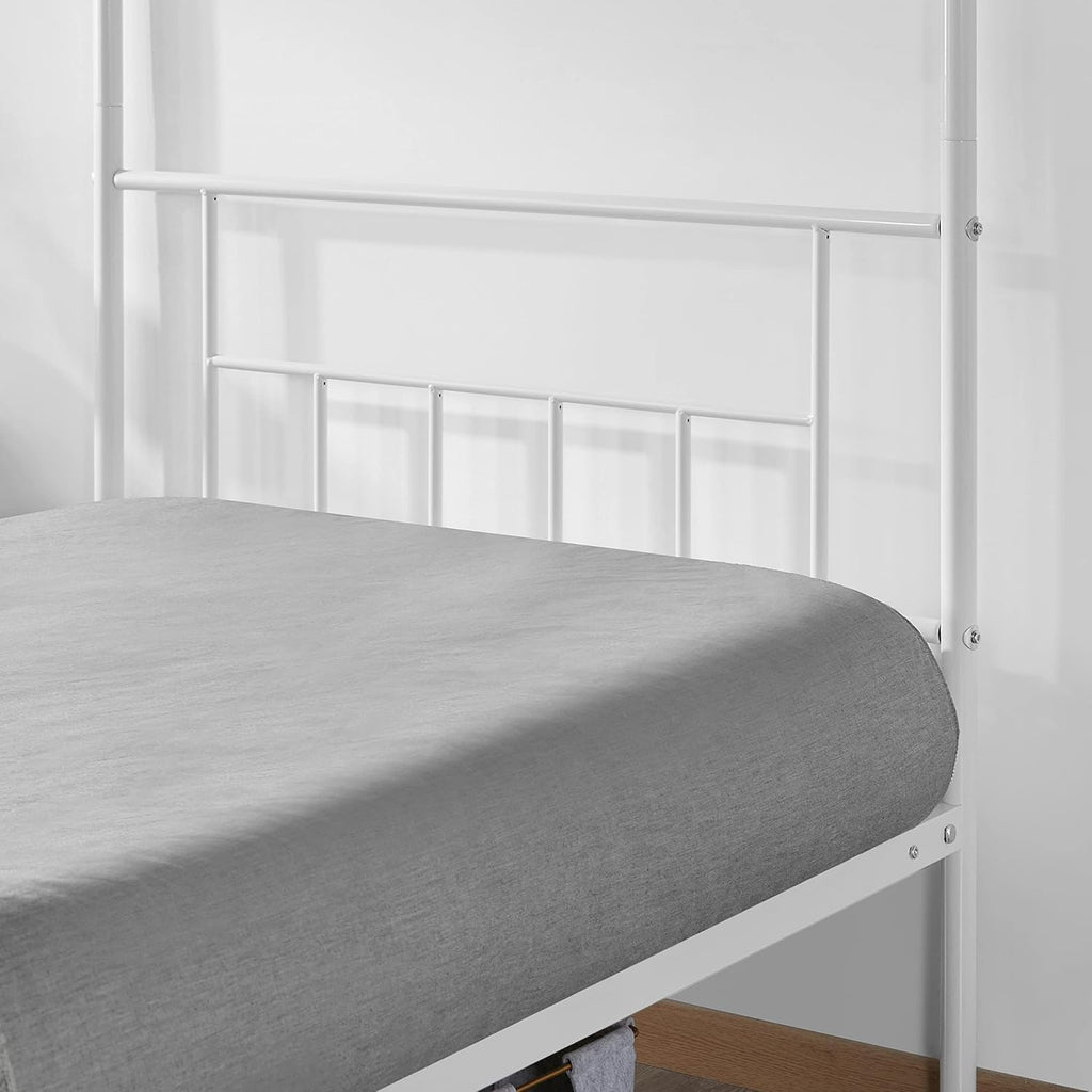 Canopy Bed Frames Platform Bed Frame Four-Poster Canopied Bed Mattress Foundation with Headboard and Footboard Sturdy Slatted Structure No Box Spring Needed Easy Assembly Twin/White