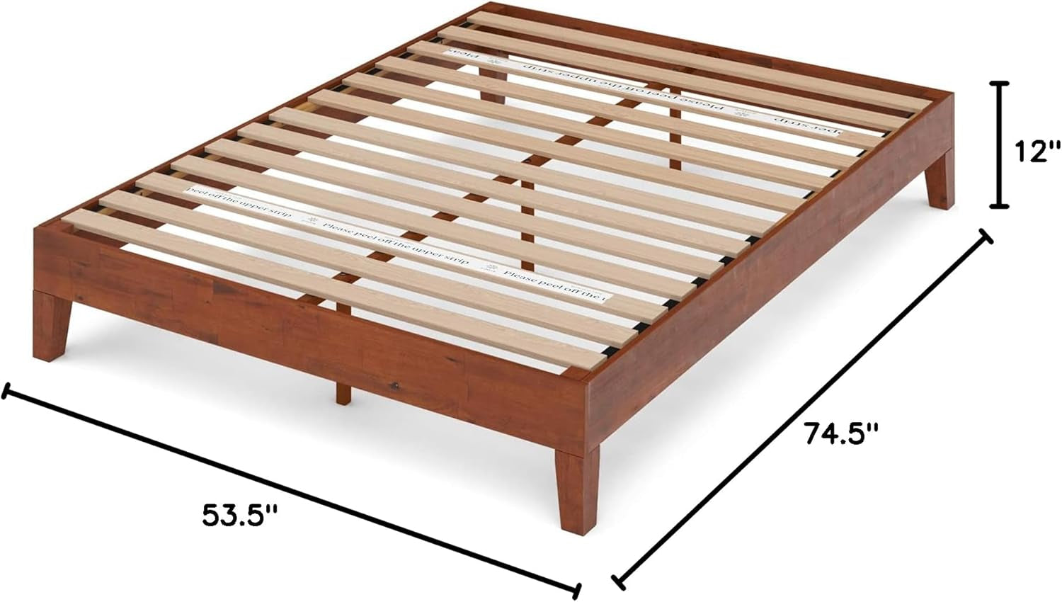 Wen 12 Inch Deluxe Wood Platform Bed Frame/Solid Wood/Mattress Foundation with Wood Slat Support/No Box Spring Needed/Easy Assembly, Full