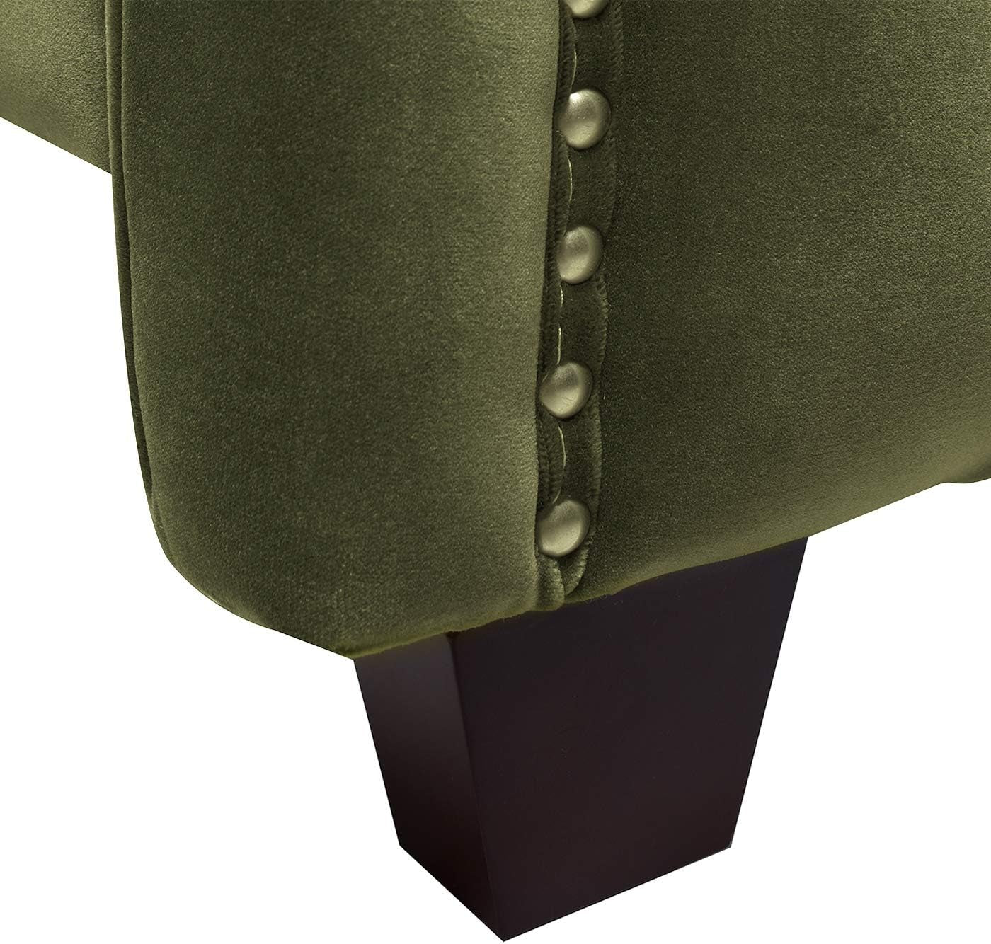 Marcella Upholstered Shelter Headboard Bed Set, King, Olive Green Performance Velvet