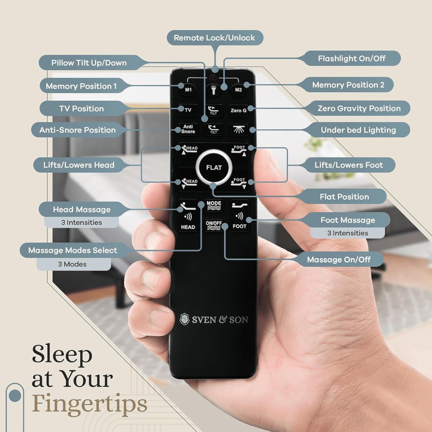 Harmony Adjustable Bed Base, Head and Foot Lift, Massage, Under-Bed Lights, USB, Gel Memory, Zero Gravity Smart Frame - Queen + 14 Inch Hybrid Spring Matt (Medium Soft)