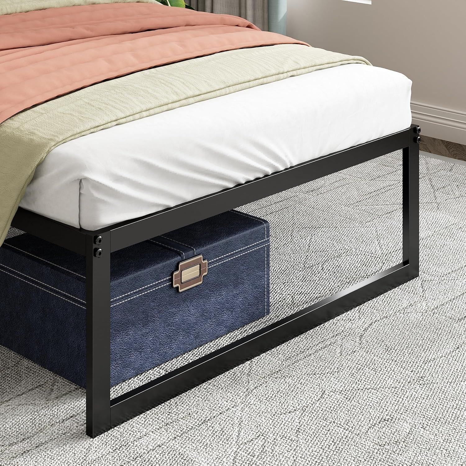 ABEL Metal Platform Bed Frame, Mattress Foundation with Steel Slat Support, No Box Spring Needed, Easy Assembly, Twin