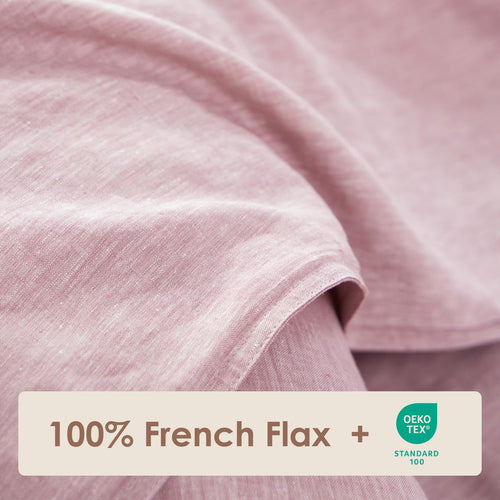 Pure Linen Duvet Cover Set, 100% Yarn-Dyed French Linen, Breathable and Durable for Hot Sleepers, 1 Duvet Cover and 2 Pillowcases (Smokey Pink, King)