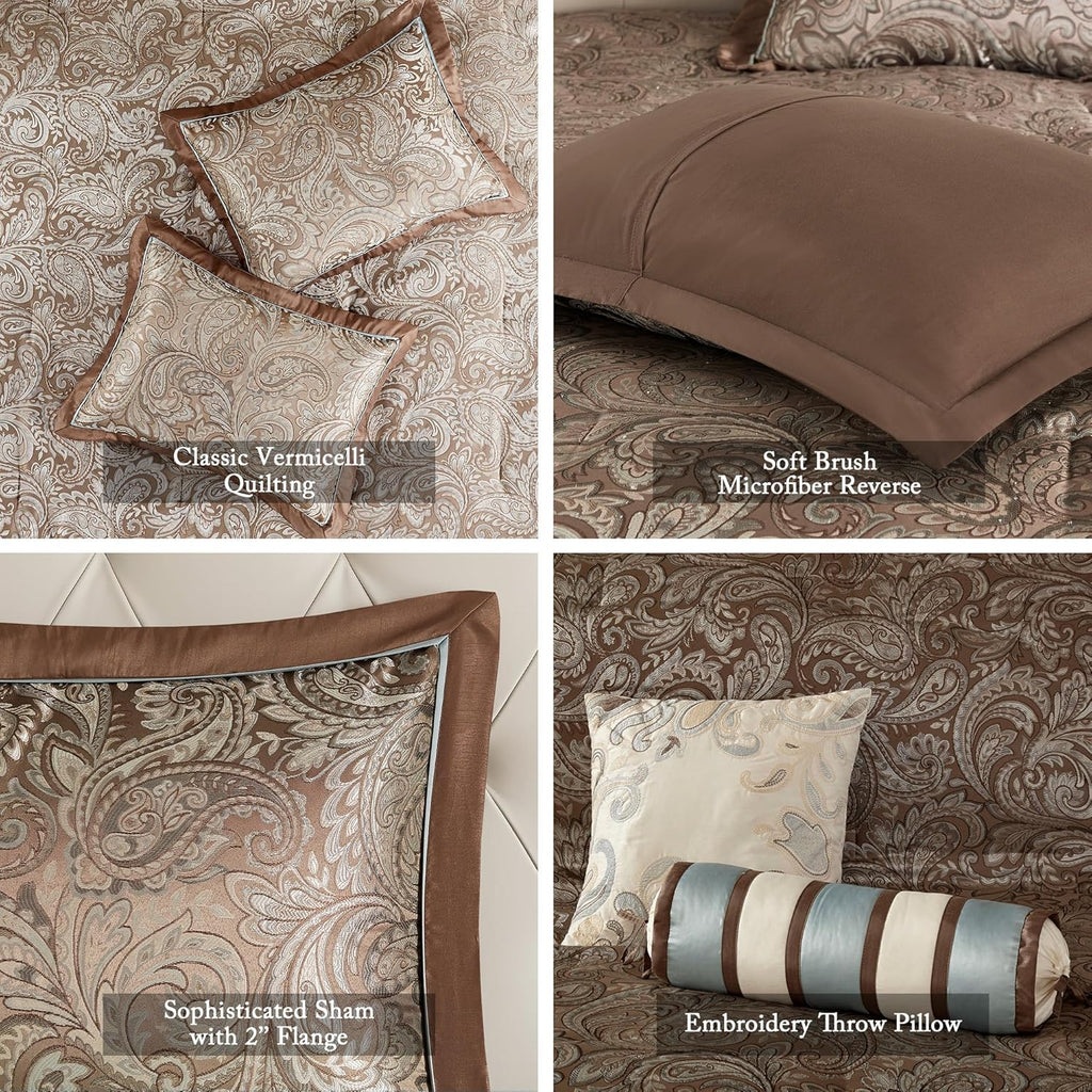 Aubrey Reversible Quilted Bedspread Set, Solid Reverse Summer Breathable, Lightweight All Season Bedding Layer, Matching Shams, Bedspread Queen(102"X118"), Blue 5 Piece