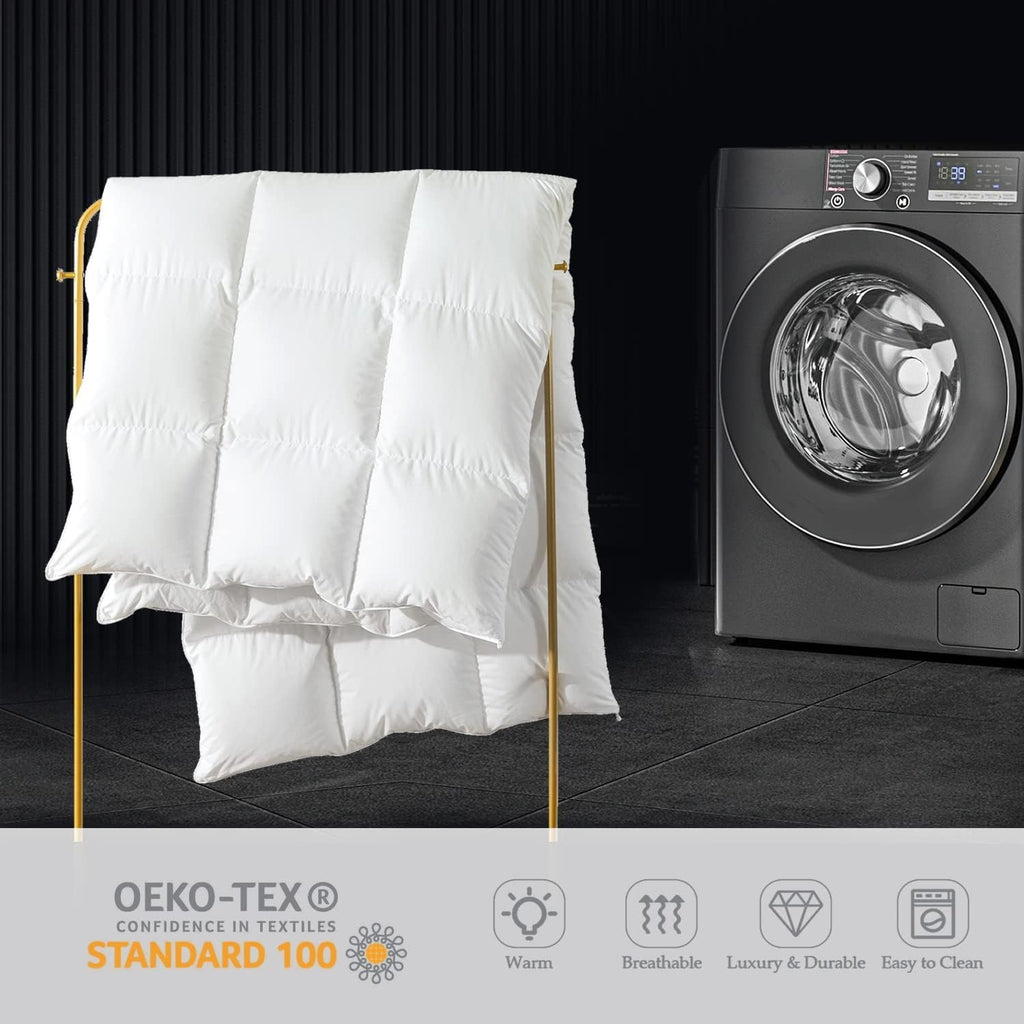 Feather down Fiber Comforter King Size,Duvet Insert King Filled with Feather and down Fiber, All Season White Luxury Bed Comforter,Ultra Soft 100% Cotton 106"X90"