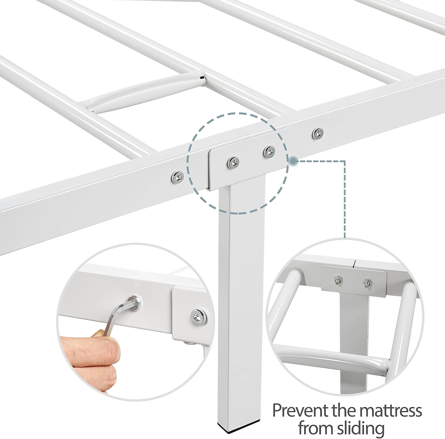 Canopy Bed Frames Platform Bed Frame Four-Poster Canopied Bed Mattress Foundation with Headboard and Footboard Sturdy Slatted Structure No Box Spring Needed Easy Assembly Twin/White