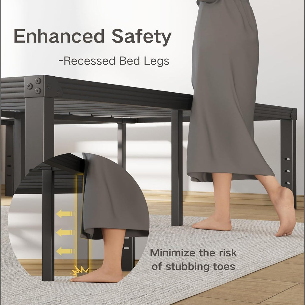 Full Size Bed Frame 18" Tall Heavy Duty Metal Platform Bed Frame,Sturdy Steel Frame,No Box Spring Needed,Noise-Free,Easy Assembly